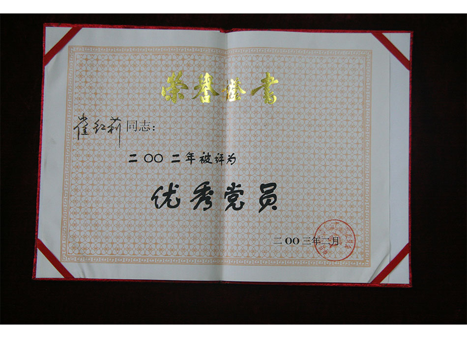 院级个人荣誉2003年2月崔红莉同志被评为2002年度#共产党员